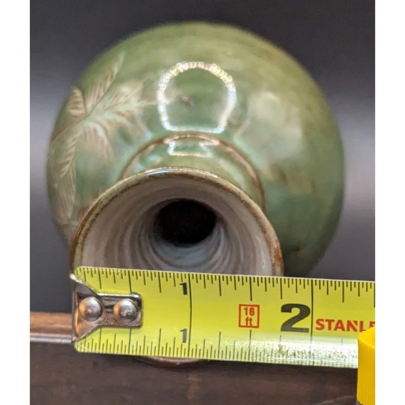 Lloyd's Studio Jamaica Palm Iridescent Green Glaze Bud Vase 5 1/2" - Picture 8 of 10